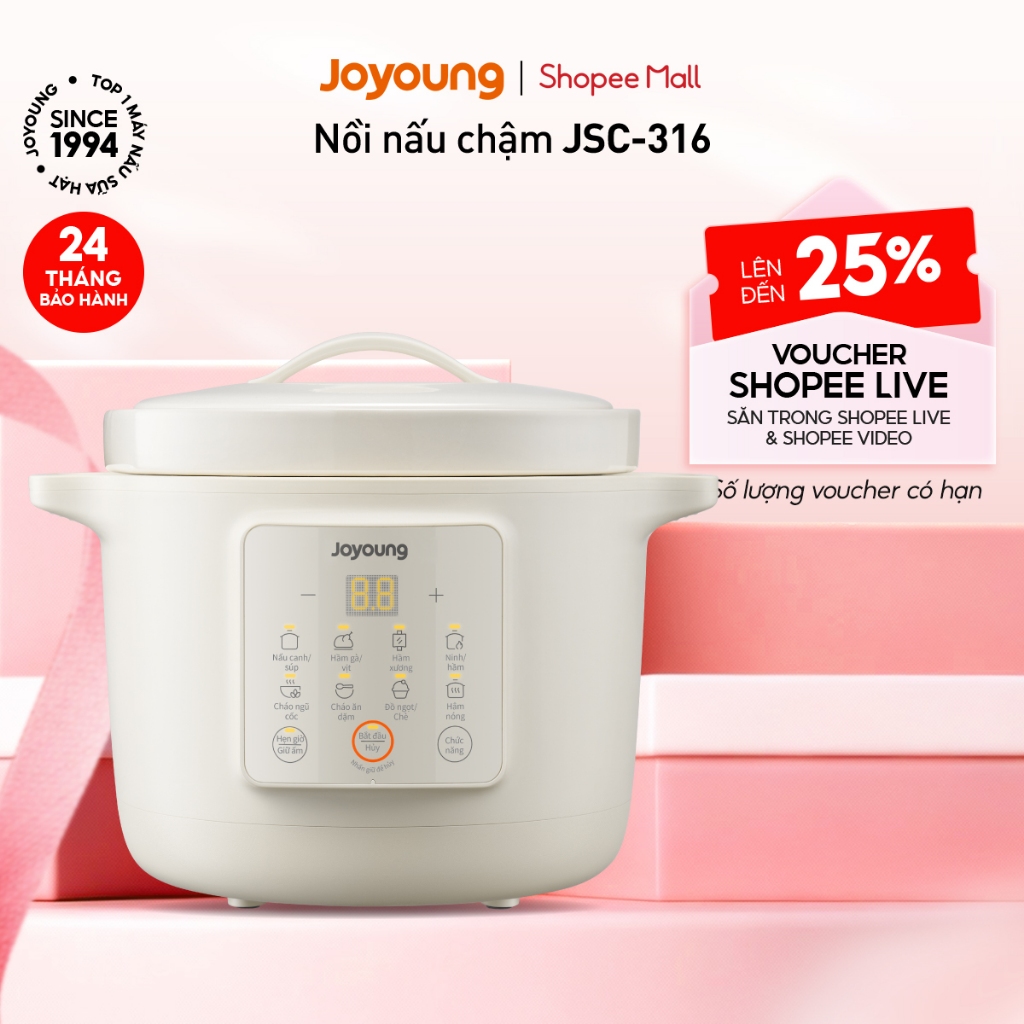 [Livestream] Nồi nấu chậm 3L Joyoung JSC-316 | Công suất 400W | 8 chế độ nấu