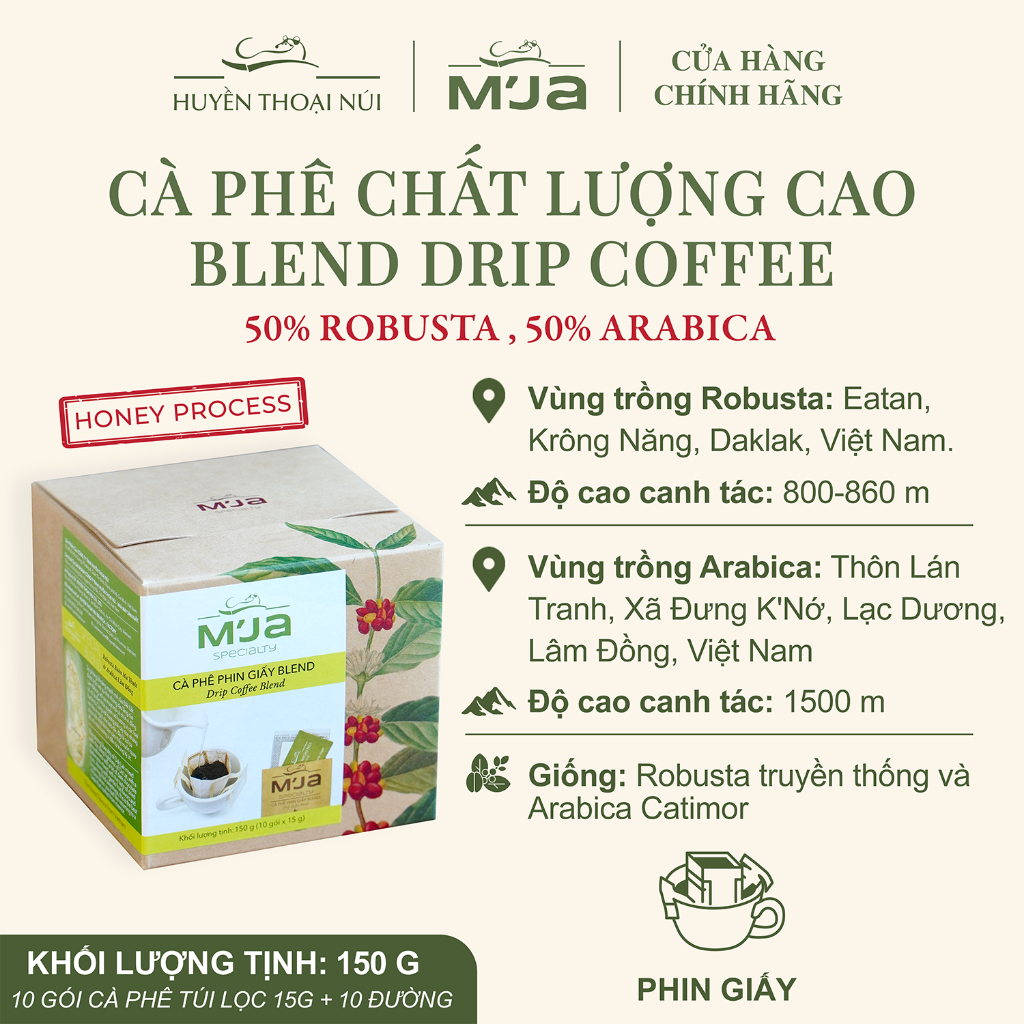 Cà Phê Phin Giấy Blend MJA 150g – 50% Robusta 50% Arabica, Drip Coffee, Cà Phê Chất Lượng Cao