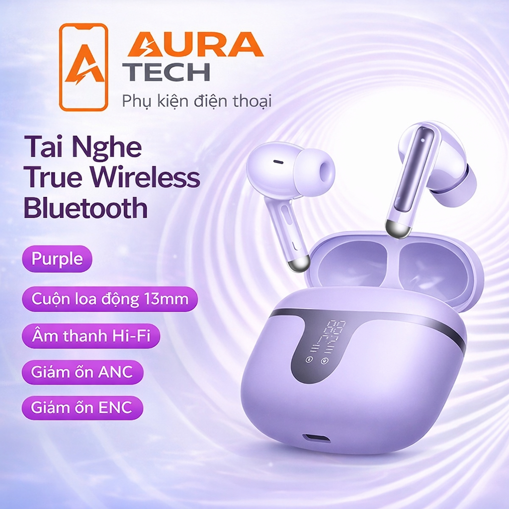 TAI NGHE BLUETOOTH HOCO EQ10 PLUS TRUE WIRELESS – CHỐNG ỒN ANC & ENC, ÂM THANH CHẤT LƯỢNG CAO