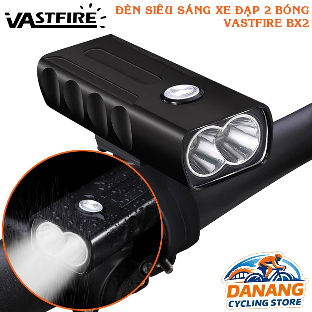 Đèn Pin Xe Đạp 2 Bóng XPE VASTFIRE BX2 – Siêu Sáng, Pin Sạc USB, Chống Nước