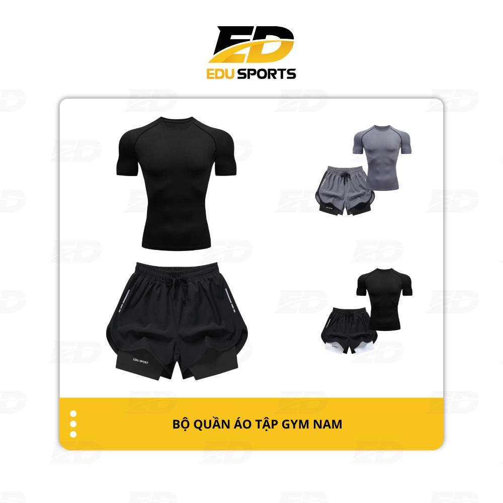 Bộ Quần Áo Tập Gym Nam Edu Sport Kết Hợp Áo Body và Quần Short 2 Lớp Co Dãn 4 Chiều BMNT01