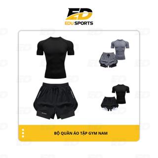 Bộ Quần Áo Tập Gym Nam Edu Sport Kết Hợp Áo Body và Quần Short 2 Lớp Co Dãn 4 Chiều BMNT01
