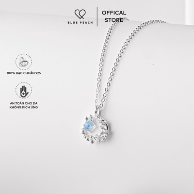 Dây Chuyền Bạc 925 Blue Peach DC Blue Glitter Moon v1 VN Moonstone Trơn DC6340 size S