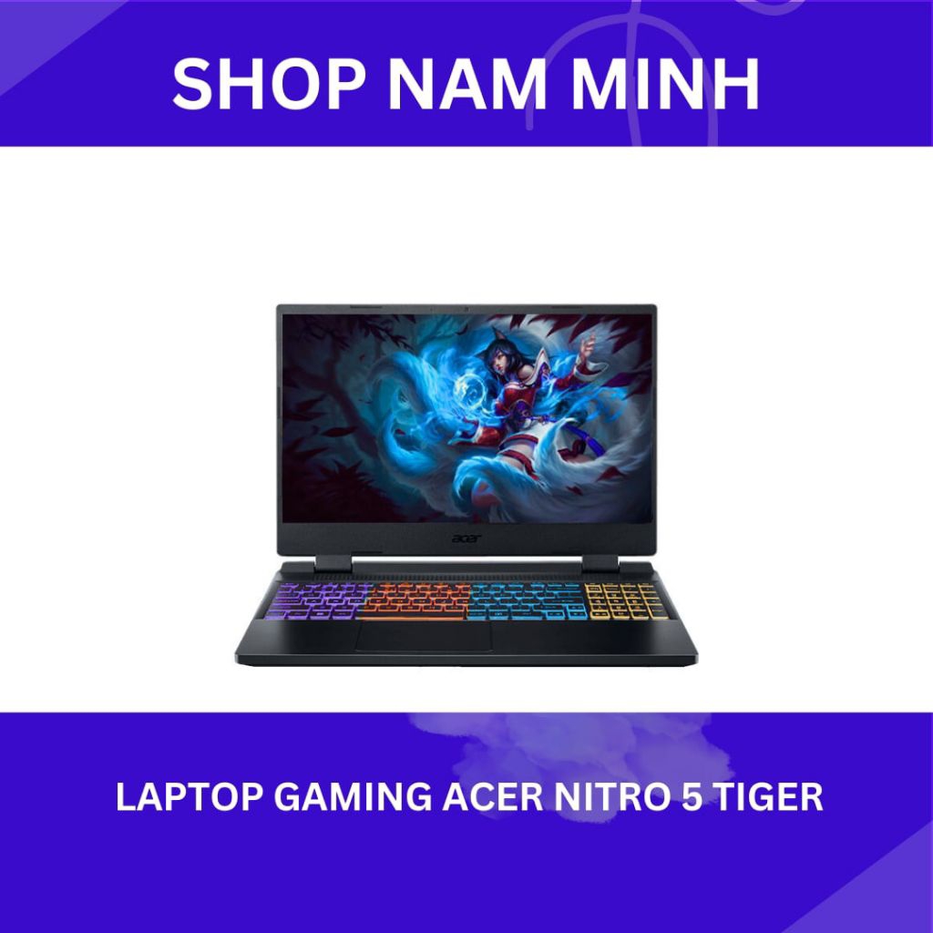 Laptop chuyên game Acer Nitro 5 Tiger i7 12700H, 16GB, 512GB, RT 8X 3050 4GB, 15.6” 144Hz. cũ BH 12 
