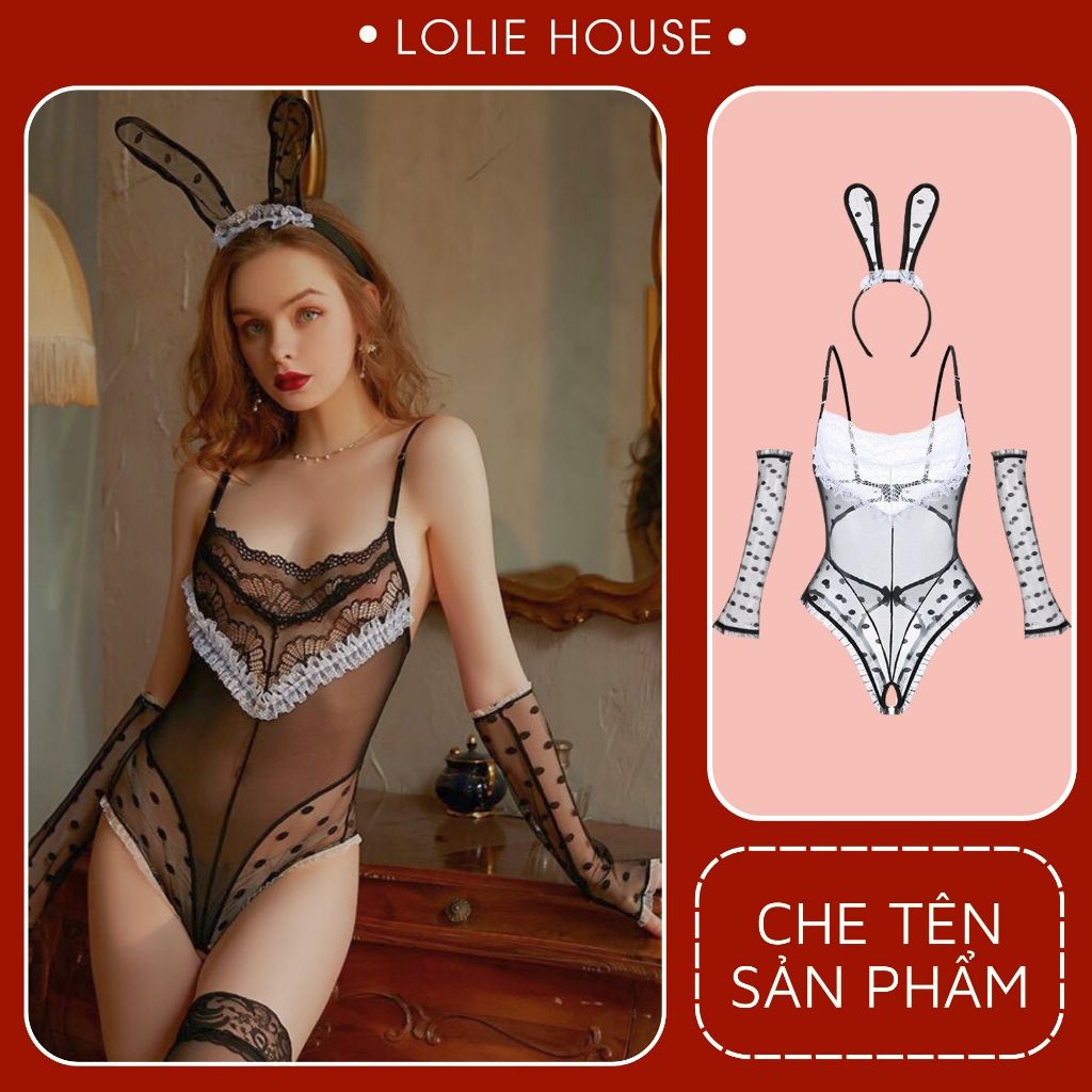 Cosplay thỏ dáng bodysuit ren sexy có bờm tai thỏ LOLIE HOUSE - CP46