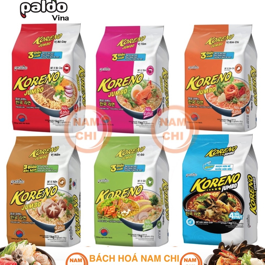 [LỐC 10 GÓI] MÌ KORENO JUMBO 1KG - HÀN QUỐC
