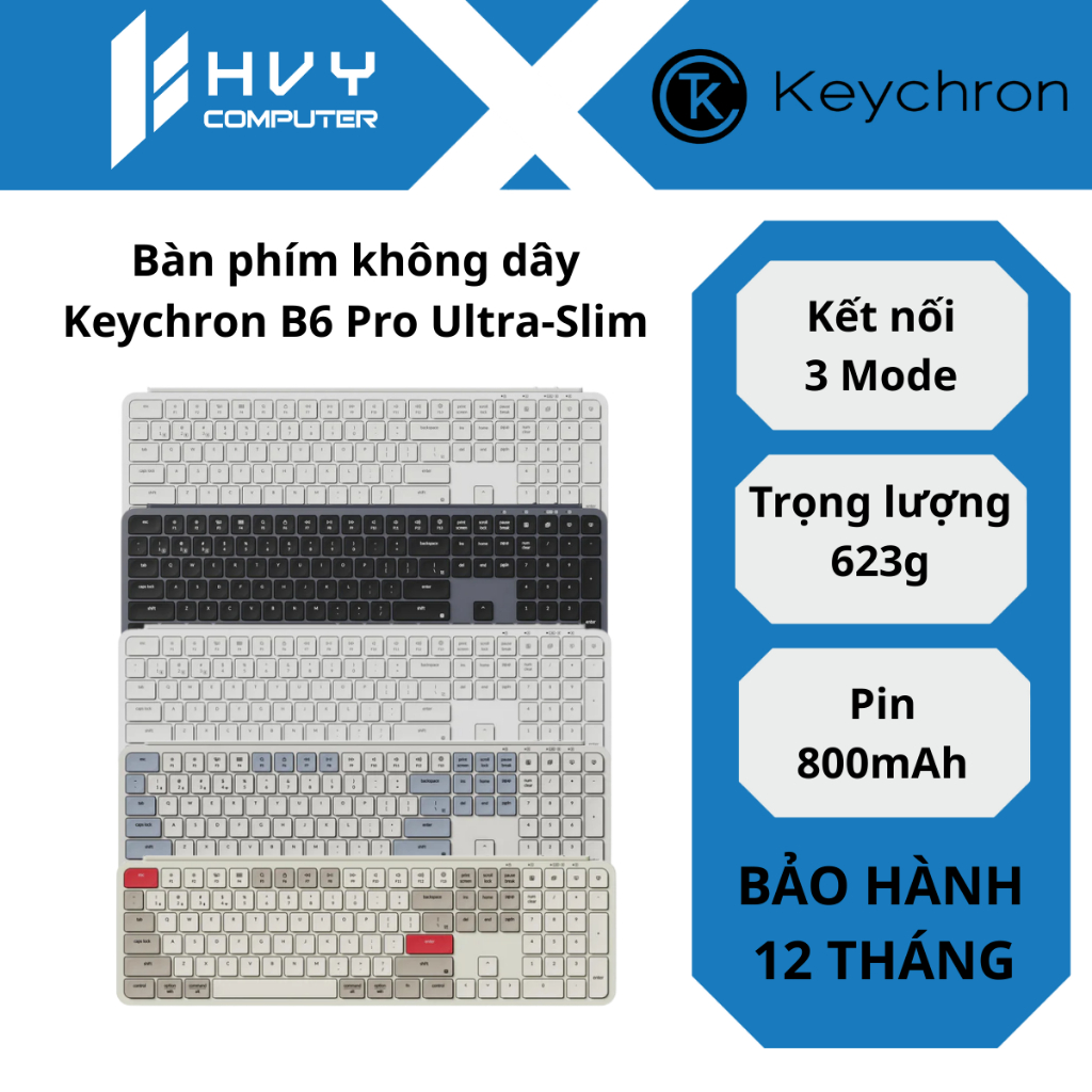 Bàn phím không dây Keychron B6 Pro Ultra-Slim - Hàng chính hãng