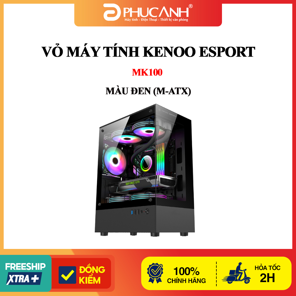 Vỏ máy tính KENOO ESPORT MK100 - Màu Đen (M-ATX)