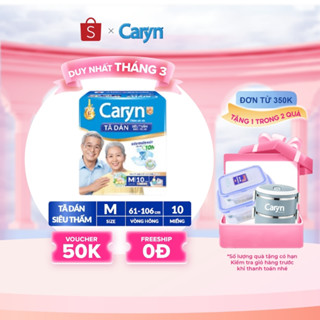 Tã/Bỉm dán người lớn siêu thấm Caryn dành cho người hạn chế khả năng đi lại Size M (10/20/40pcs) (tặng miếng ngẫu nhiên)