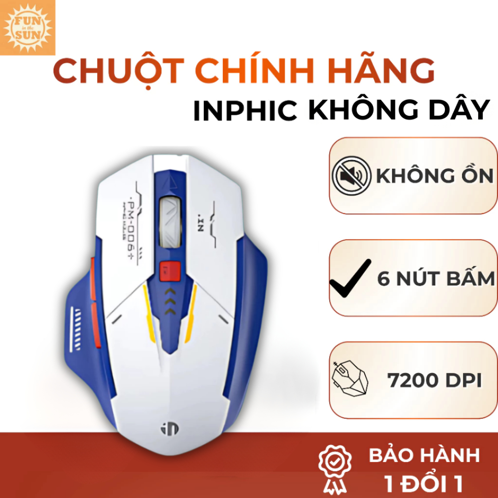 Chuột Gaming Không Dây iNPHIC F9 | Kết Nối 2.4GHz | DPI Tuỳ Chỉnh | Click Nhanh Chính Xác | Chơi Gam
