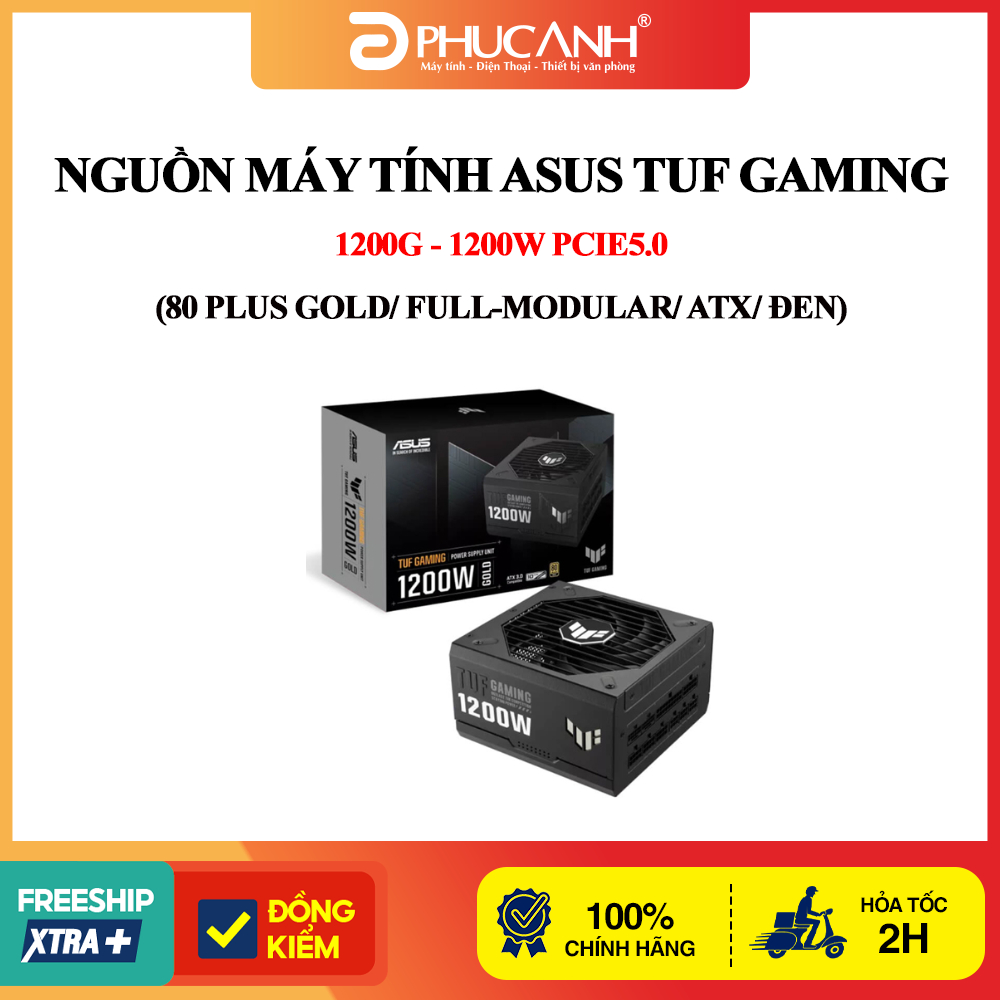 Nguồn máy tính Asus TUF Gaming 1200G - 1200W PCIE5.0 (80 Plus Gold/ Full-Modular/ ATX/ Đen)