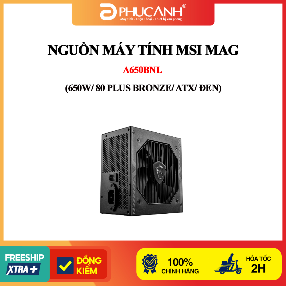 Nguồn máy tính MSI MAG A650BNL (650W/ 80 Plus Bronze/ ATX/ Đen)