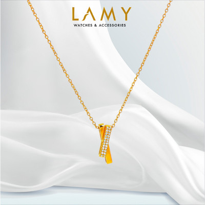 Dây chuyền bạc nữ LAMY Intertwined Sparkle Necklace Rose Gold 6422