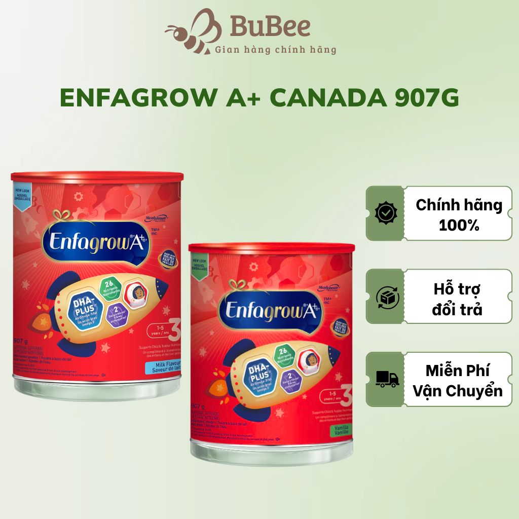 Sữa Bột Enfagrow Canada A+ 907g - Hỗ Trợ Tăng cân, Tăng cao Cho Bé Từ 1-5Y - BuBee