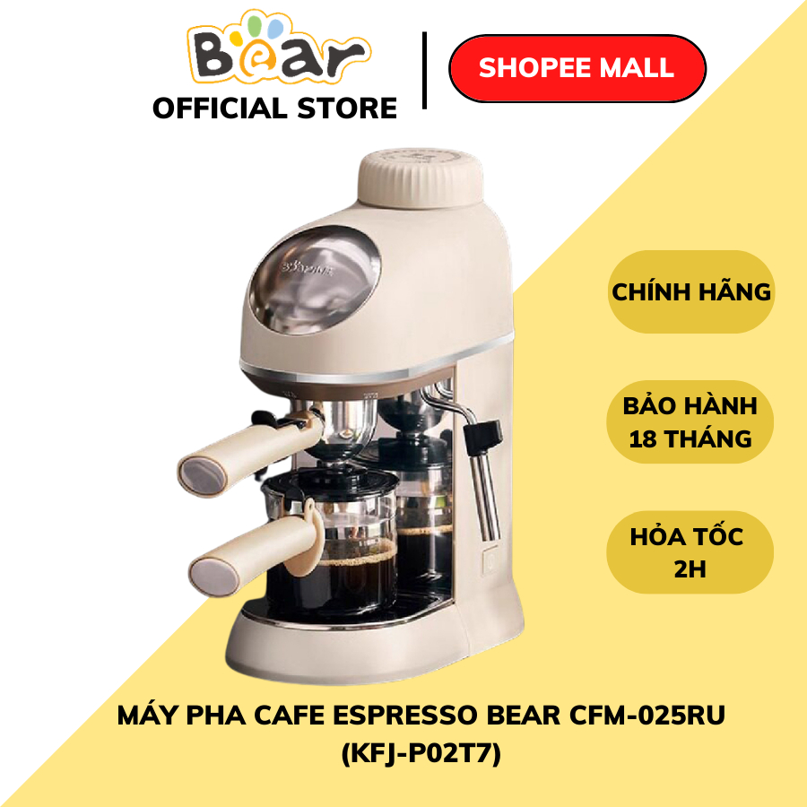 Máy pha cà phê Espresso Bear CFM-025RU (KFJ-P02T7),tự động kích thước nhỏ gọn thanh lịch,BH 18 tháng