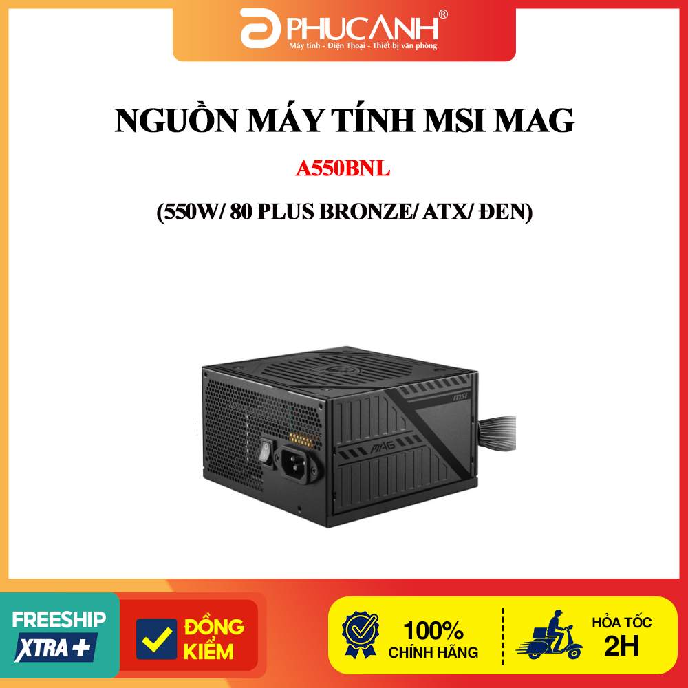 Nguồn máy tính MSI MAG A550BNL (550W/ 80 Plus Bronze/ ATX/ Đen)