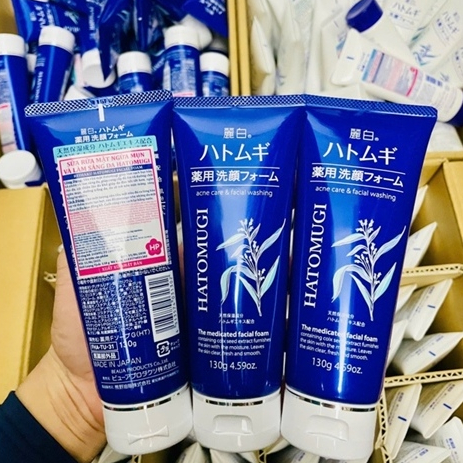 Sữa Rửa Mặt Ý Dĩ Hatomugi Cleansing & Facial Washing 130g, SRM Hatomugi Giảm Mụn, Dưỡng Ẩm Trắng Da