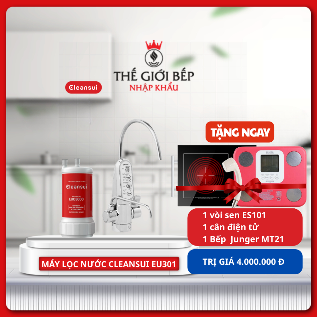 Máy lọc nước Mitsubishi Cleansui EU301 - Ion Kiềm Cao Cấp, 6 Chế Độ Nước