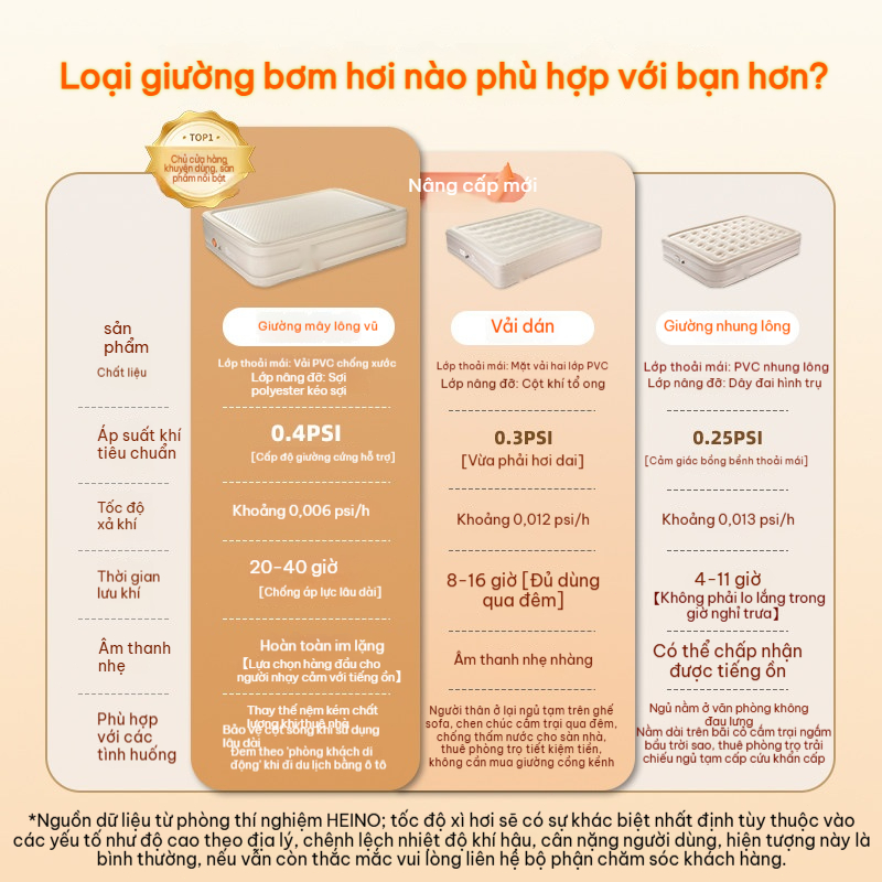 HEINO Nệm Hơi Điện Tự Bơm 25cm Chống Thấm Giường Hơi Du Lịch Gia Đình Bơm Điện Tích Hợp (Giao Nhanh) | BigBuy360 - bigbuy360.vn