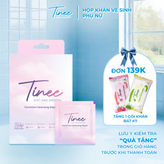 Hộp 20 Gói Khăn Ướt 1 Tờ Vệ Sinh Phụ Nữ Tinee Dịu Nhẹ và Loại Bỏ Vi Khuẩn Gây Mùi (1 tờ/ 1 gói)