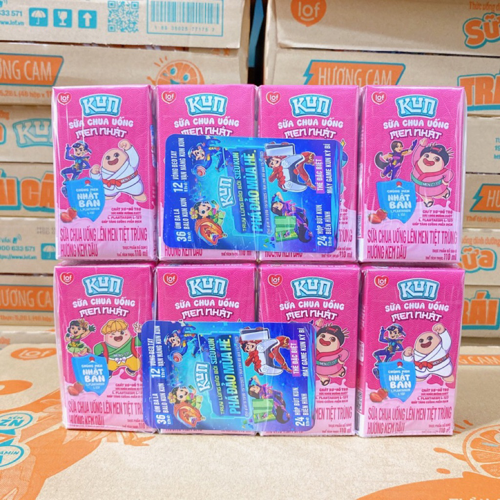 SỮA KUN RẺ - SỮA CHUA UỐNG KUN MEN NHẬT THÙNG 48H 110 ML
