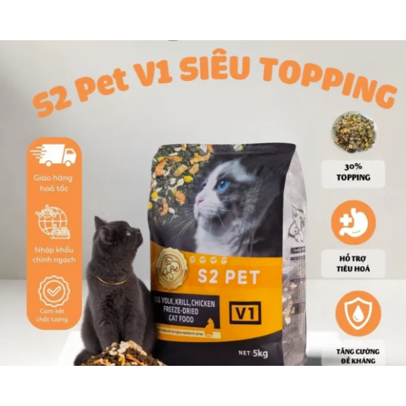 S2 PET V1 Hạt Siêu Topping Cho Mèo Mọi Lứa Tuổi