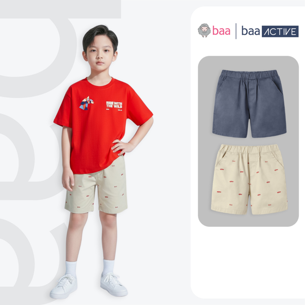 Quần Short Khakis Bé Trai Mùa Hè Thun Cotton Thoáng Mát, Co Giãn (1 -10 tuổi)  Baa Baby QU38N