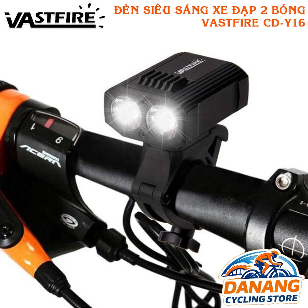 Đèn Pin Xe Đạp 2 Bóng XPE VASTFIRE CD Y16 – Siêu Sáng, Pin Sạc USB, Chống Nước