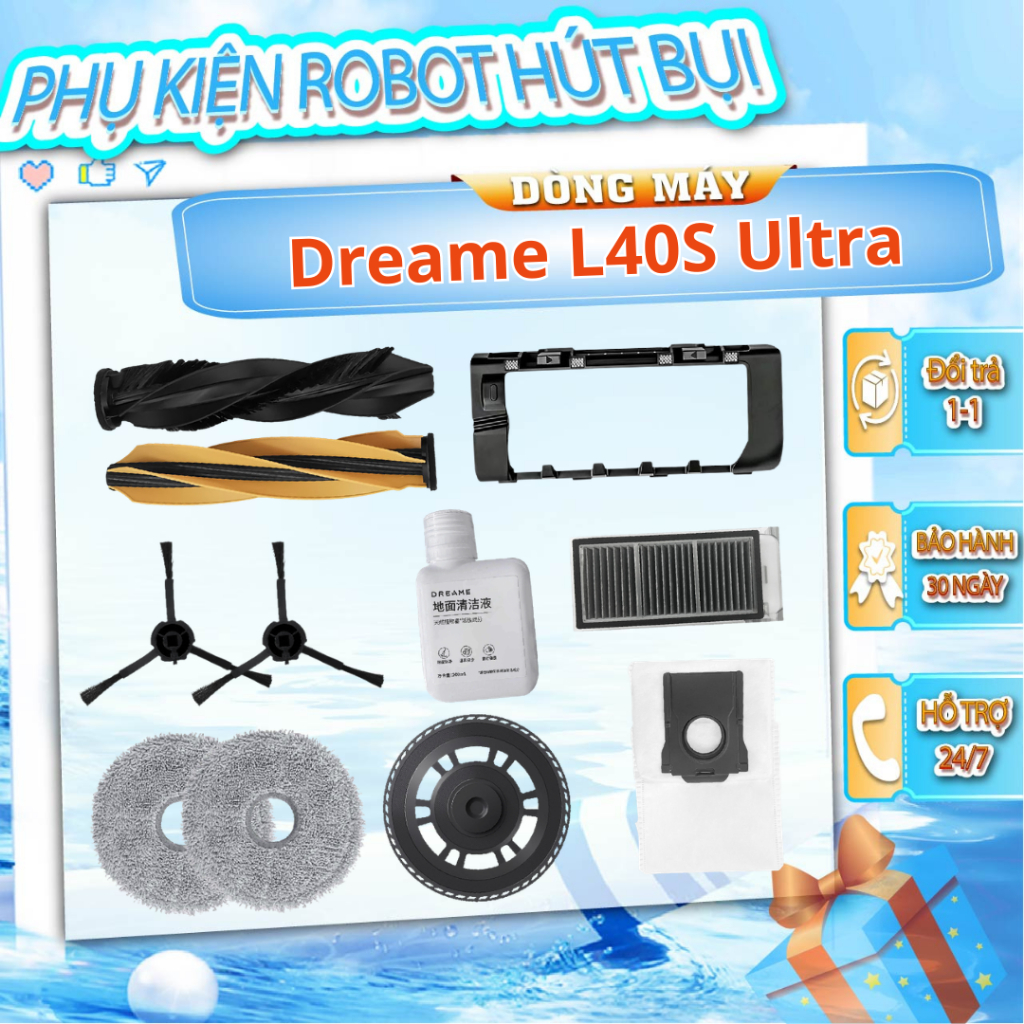 Phụ kiện robot hút bụi Dreame L40S Ultra - Phụ kiện thay thế tương thích cho robot Dreame L40S