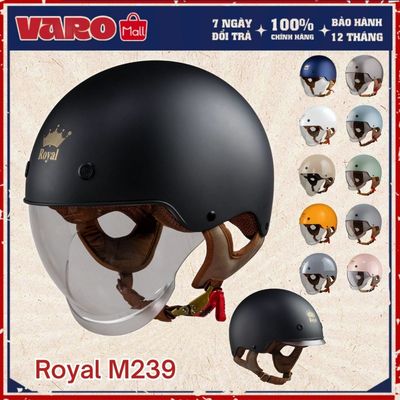 Mũ Bảo Hiểm 1/2 Royal M239 Kính Âm Chính Hãng – Nón Nửa Đầu ABS Nhẹ, Kính Chống UV – Chuẩn An Toàn