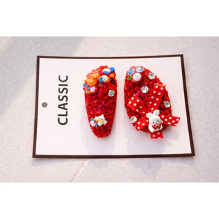 Set Kẹp Tóc Nỉ Đỏ Dễ Thương Hoạt Hình Cute Hello Kitty Kẹp Tóc Nữ Bé Gái Dollie