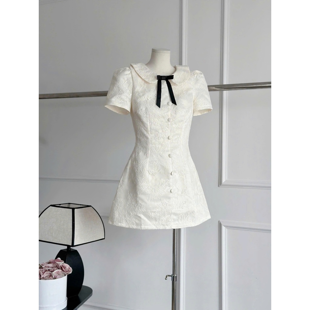 Váy NinNin Ren Cúc Bọc Nơ Xinh Xắn, Phong Cách Tiểu Thư Thanh Lịch Bluechic Design | BigBuy360 - bigbuy360.vn