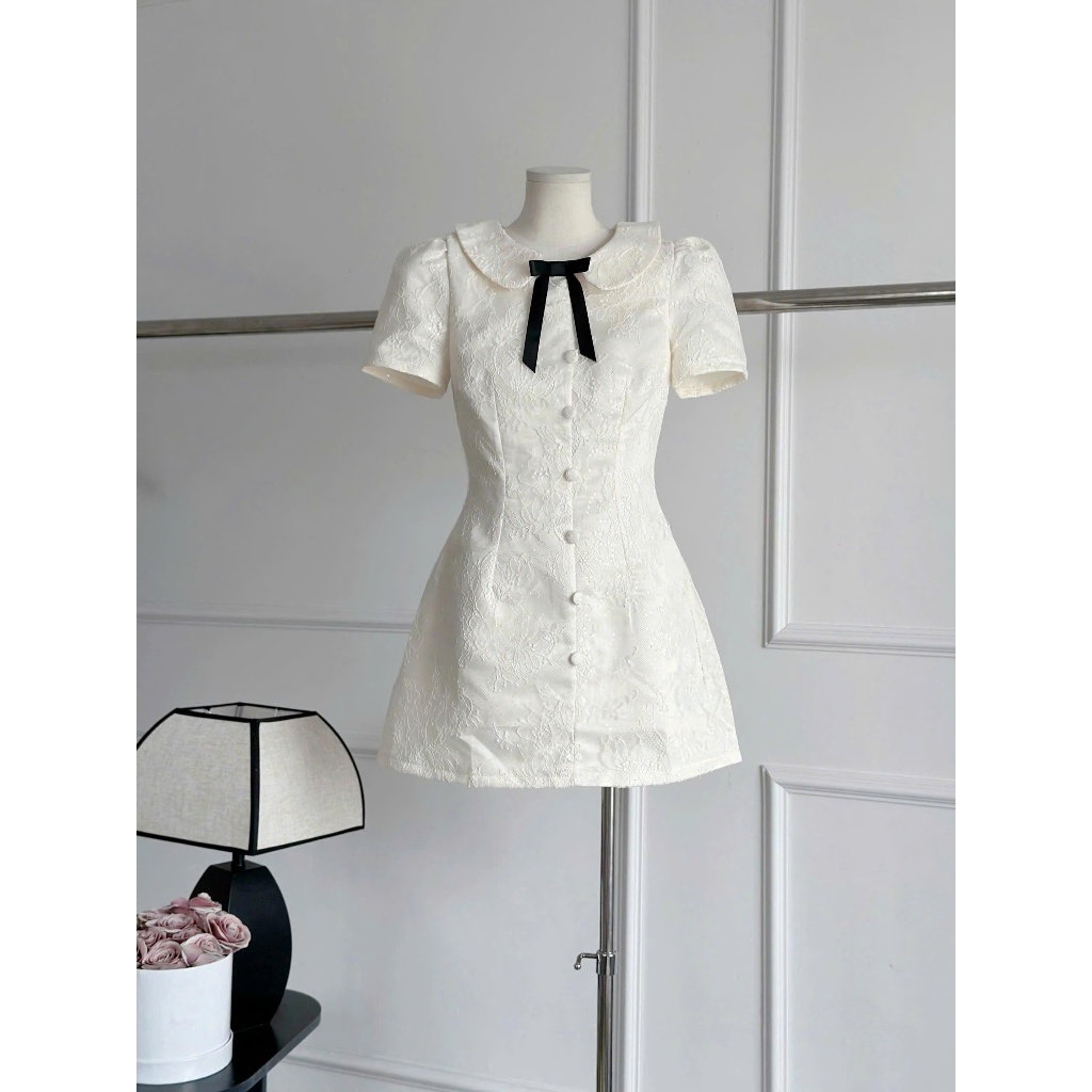 Váy NinNin Ren Cúc Bọc Nơ Xinh Xắn, Phong Cách Tiểu Thư Thanh Lịch Bluechic Design | BigBuy360 - bigbuy360.vn