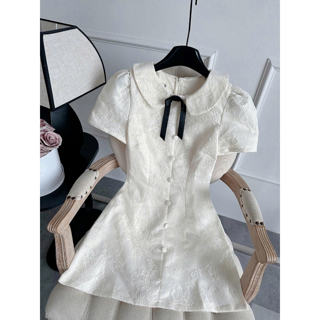 Váy NinNin Ren Cúc Bọc Nơ Xinh Xắn, Phong Cách Tiểu Thư Thanh Lịch Bluechic Design | BigBuy360 - bigbuy360.vn