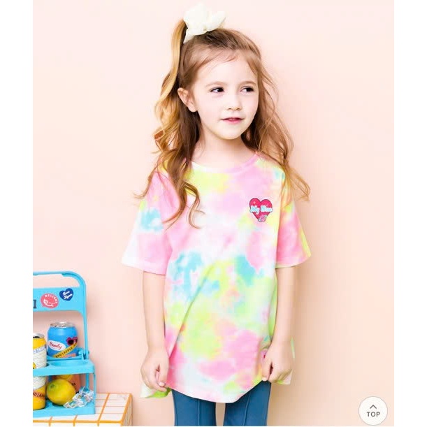 Áo váy cotton cầu vông logo Love bae bé gái Andi. HA4774