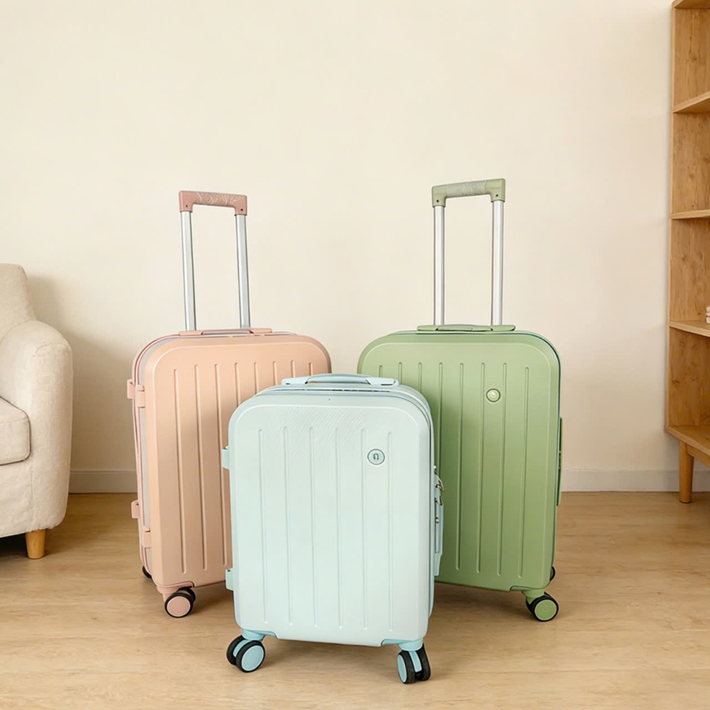 Vali nhựa có khóa kéo, kích thước 20/24 inch, thời trang, giá rẻ và dễ mang theo.B1