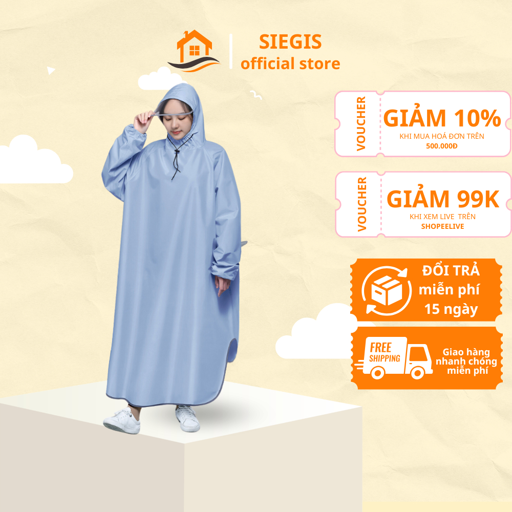 Áo mưa đi xe toàn thân có kính chắn nước phong cách Nhật Bản mới cao cấp tiện dụng an toàn