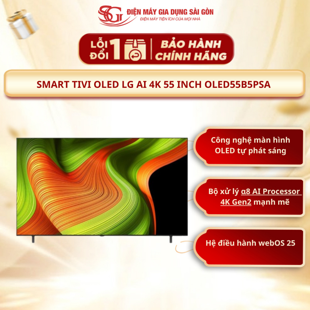 [Mới 2025] Smart Tivi OLED LG AI 4K OLED55B5PSA