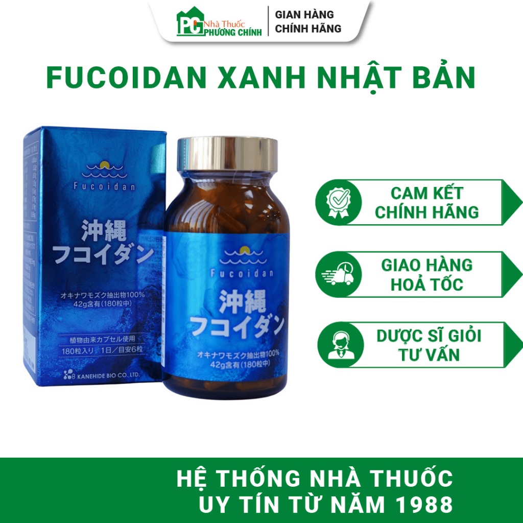 Fucoidan Xanh Kanehide Bio Okinawa Fucoidan - Hỗ Trợ Nâng Cao Sức Đề Kháng 180 Viên/Hộp