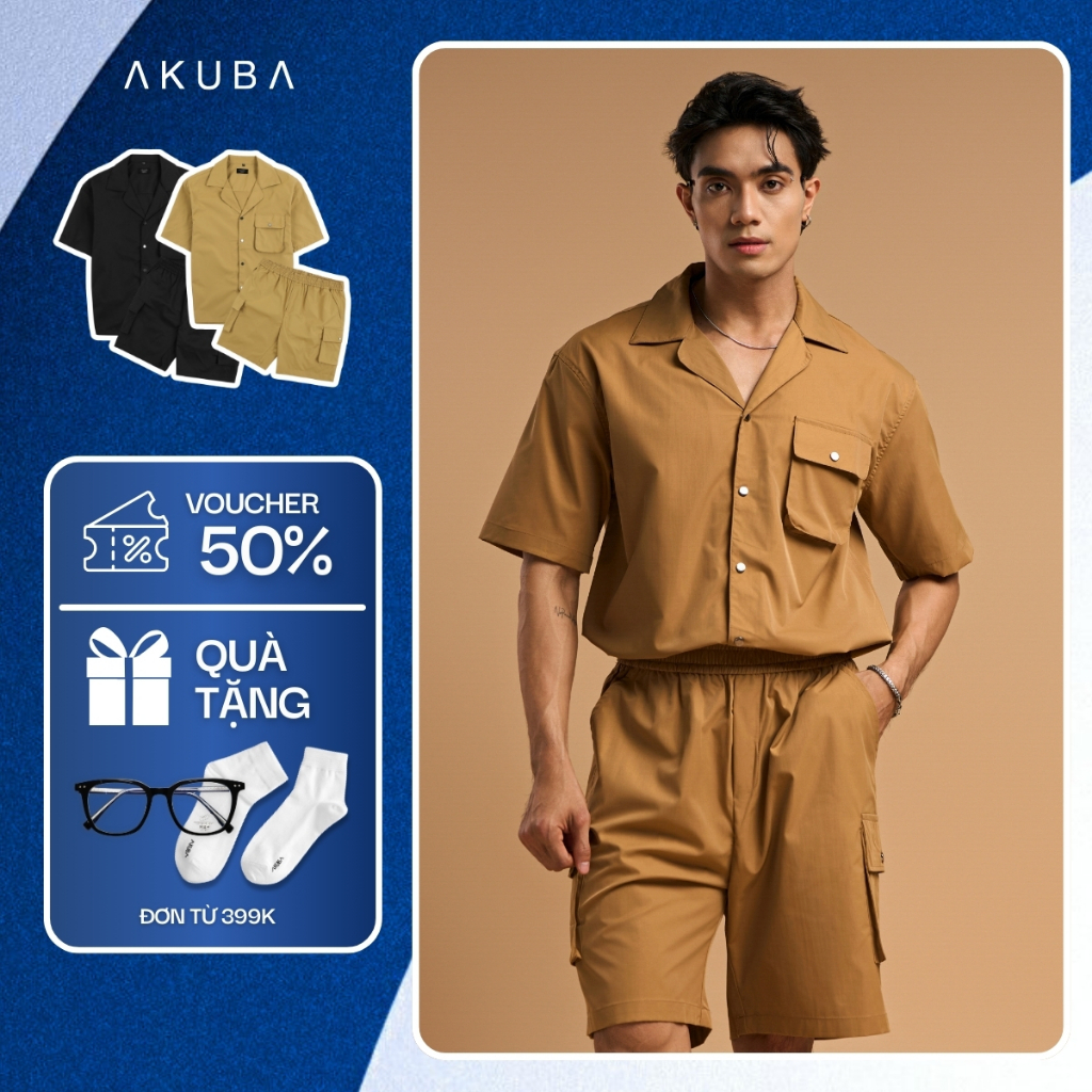 Set Quần Áo Tay Ngắn AKUBA Oversize Cotton Mềm Mịn Thoáng Khí | 02BP1030