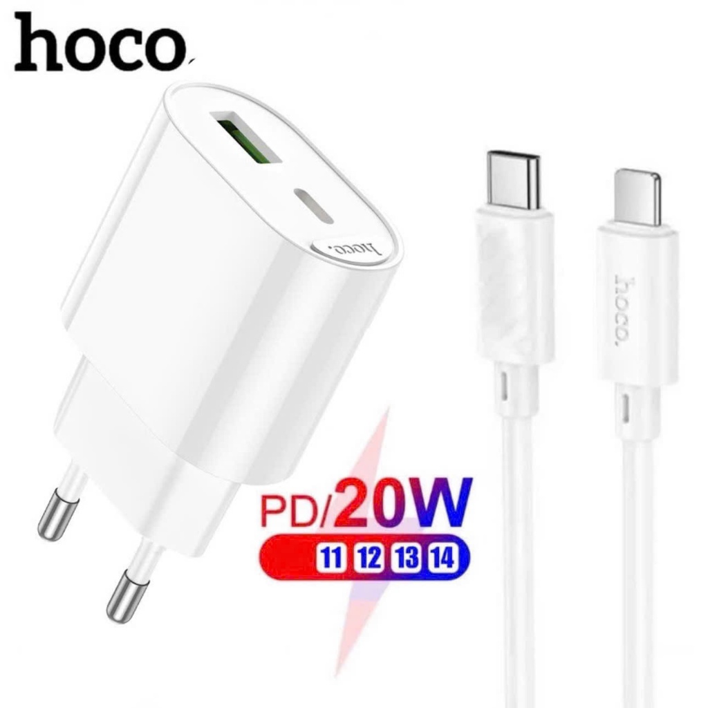 Bộ sạc nhanh 20w hoco dàng cho 14 13 12 11... củ sạc pd20w 147 2 cổng Type-C+USB nhỏ gọn cap cấp
