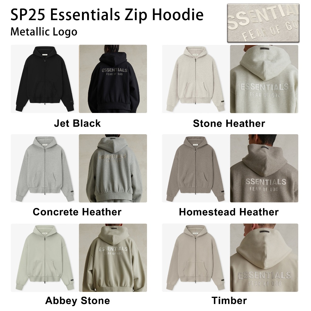 [FW25 CLASSIC COLLECTION] ESSENTIALS Classic Fleece Hoodie Zip - Áo khoác zip ESSENTIALS Fear Of God