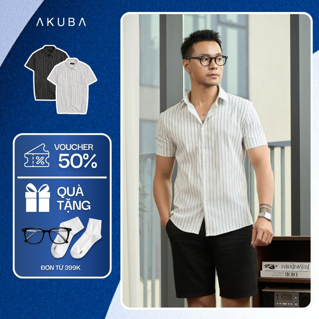 Áo Sơ Mi Nam Vải Cotton AKUBA Tay Ngắn Năng Động Dáng Slimfit | 02AP1170