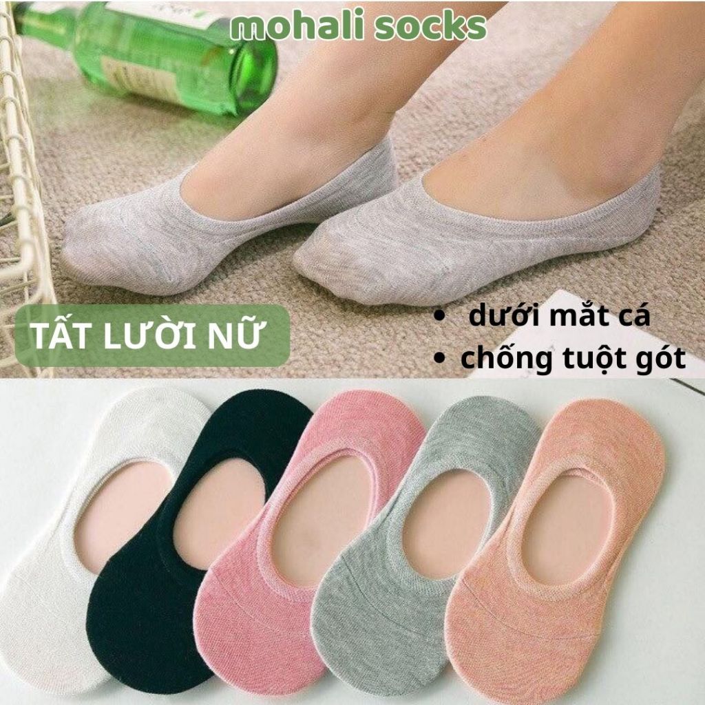 [MUA 4 TẶNG 1] vớ tất lười trơn nữ dưới mắt cá chân có silicon chống tuột gót mang giày cao gót, búp bê MOHALI VL009
