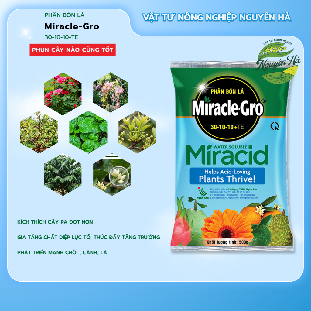 Phân bón lá NPK Miracle Gro 30-10-10+ TE gói 30g