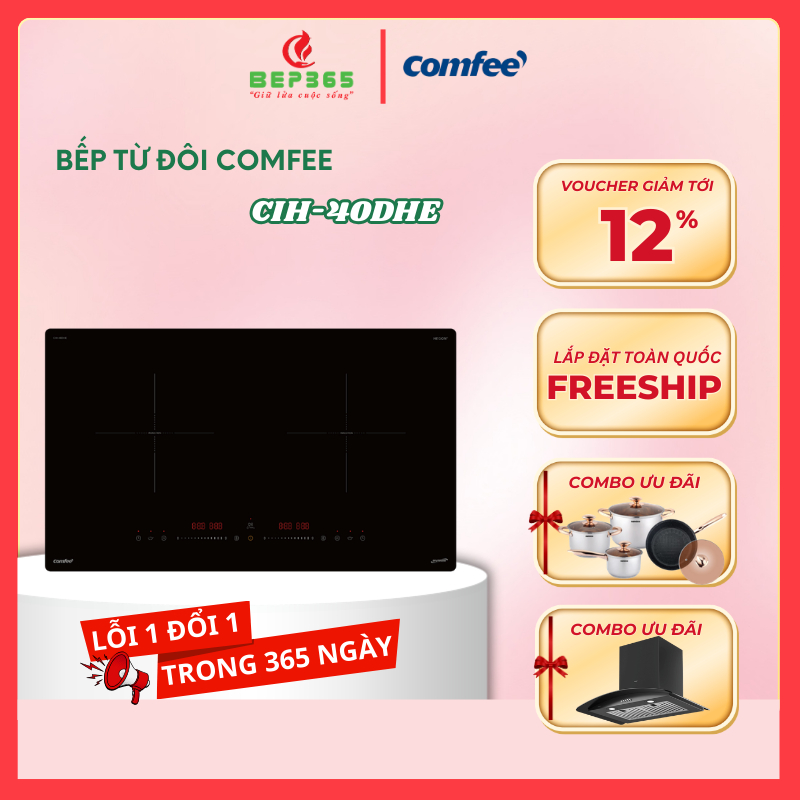 Bếp từ đôi Comfee CIH-40DHE – Âm Tủ - Thiết Kế Sang Trọng - Vận Hành Êm Ái - Miễn Phí Lắp Đặt