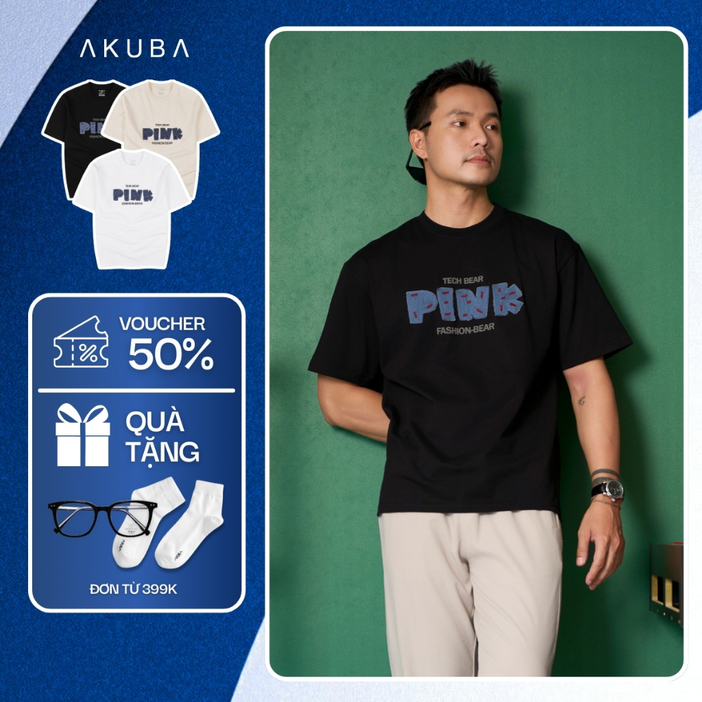 Áo Thun Nam AKUBA Tay Ngắn Form Oversize In Chữ, Chất Cotton Mềm Mịn, Co Giãn | 01JP1236