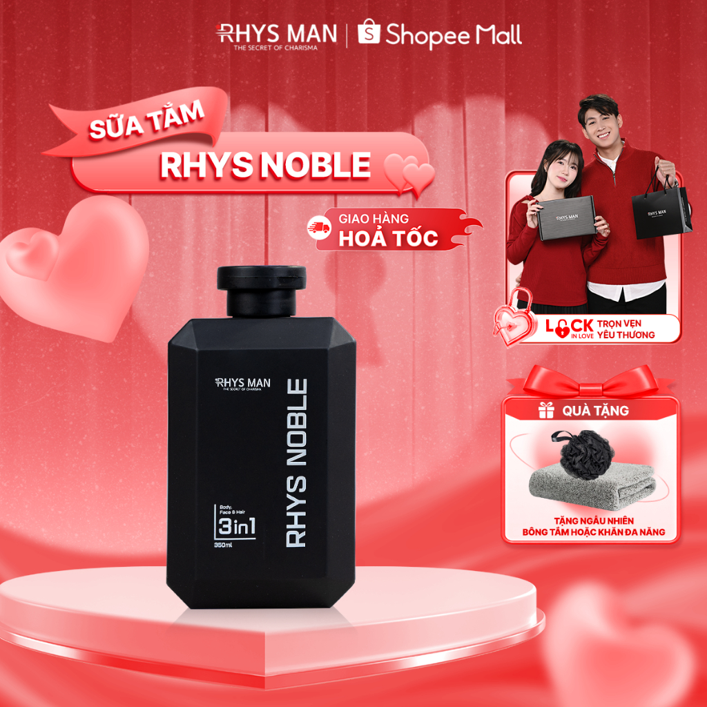 Sữa tắm gội nam hương nước hoa 3 in 1 RHYS MAN Rhys Noble 350ml