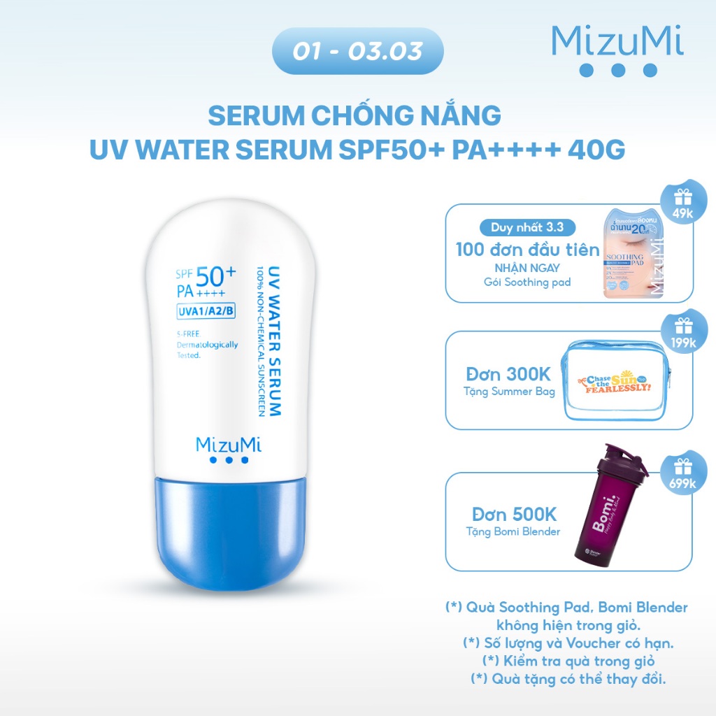 MizuMi Kem Chống Nắng UV Water Serum SPF50+ PA++++ 40g Phổ Rộng