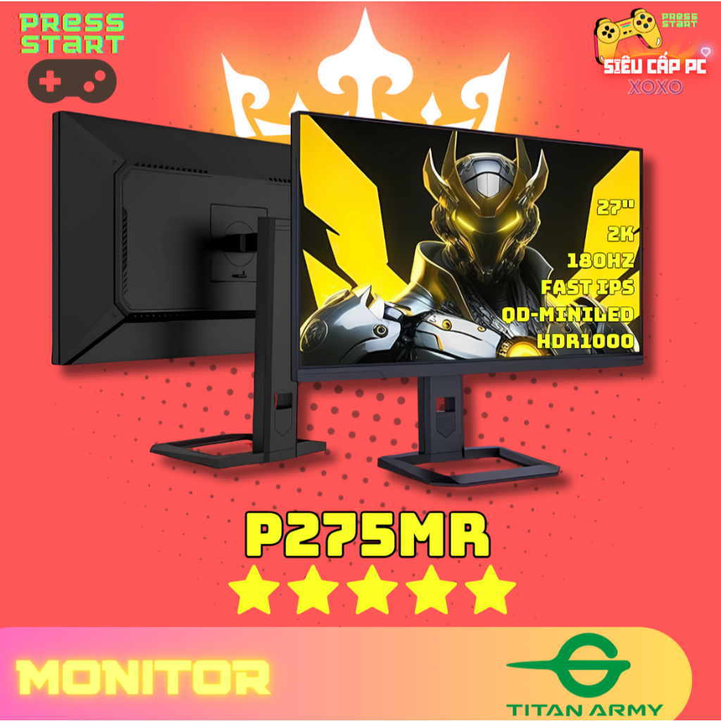 Màn Hình TITAN ARMY P275MR 27" 2K QHD 180Hz 1ms | Mini-LED 576 Vùng | HDR1000 | Fast IPS | Chuẩn Màu